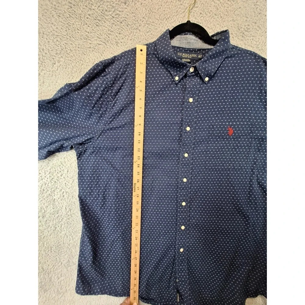 US Polo Assn. Casual Shirt Mens XLT Navy Blue‎ Classic Fit Collared Button Down